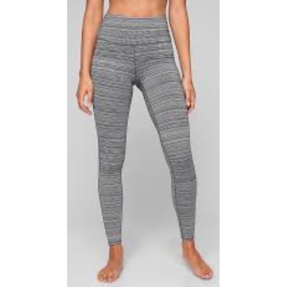 Athleta Womens High Waisted Space Dye Jacquard Leggings Black White Gray - Large